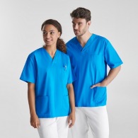 PANACEA - Unisex-Bluse mit kurzen Ärmeln und gekreuztem V-Ausschnitt