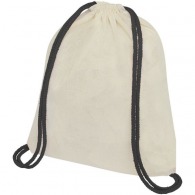 Oregon-Rucksack aus Baumwolle mit 100 g/m² Kordelzug und farbigen Kordeln