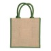 Jutebeutel mit Baumwollgriffen - farbige Seitenfalten, ökologisches, biologisches, recyceltes Gepäck mit Bezug zur nachhaltigen Entwicklung Werbung
